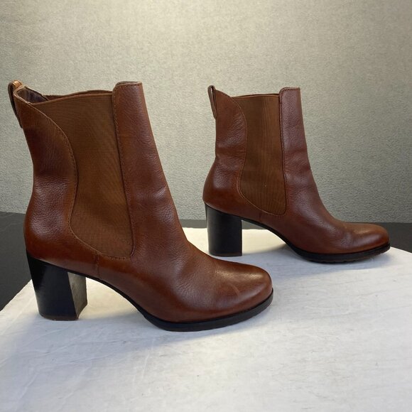 Cole Haan Shoes - Cole Haan Brown Leather Boots Women’s Size‎ 8 B Waterproof Heel Slip on